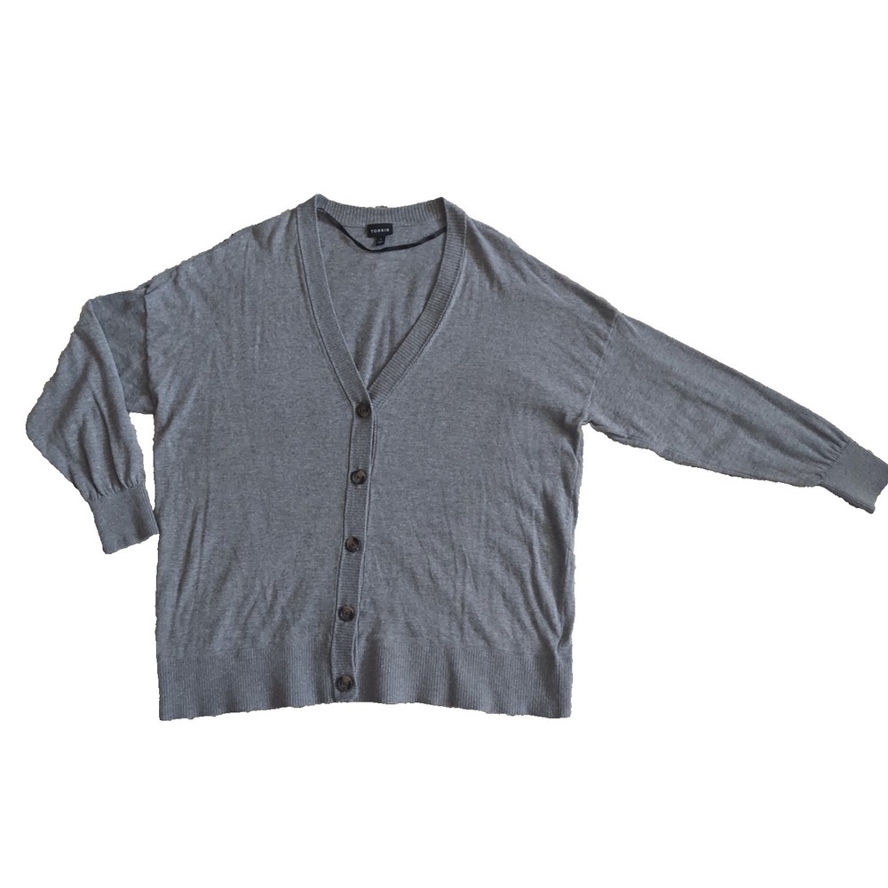 Torrid Womens Size 1 Gray Button Front Cardigan Sweater Long Sleeve Plus‎ Size
